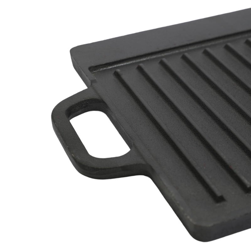 Bister Cast Iron Grill Griddle 50.5 cm – Large Rectangular Plant Oil Coated Non-Stick Pan with Dual Handles, Flat Bottom, Compatible with Induction, Gas & Electric Stoves, Black - Image 5