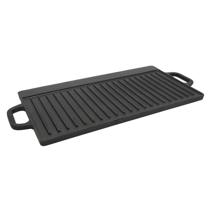 Bister Cast Iron Grill Griddle 50.5 cm – Large Rectangular Plant Oil Coated Non-Stick Pan with Dual Handles, Flat Bottom, Compatible with Induction, Gas & Electric Stoves, Black - Image 2