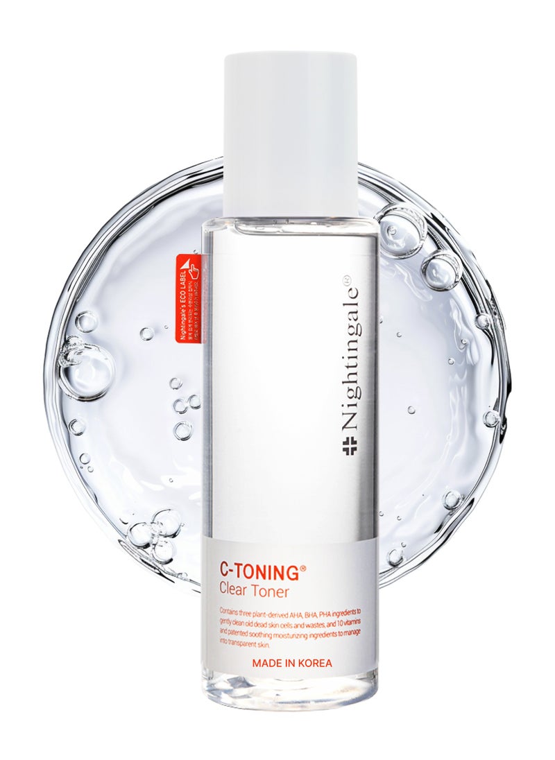 nightingale Korean C-Toning Clear Toner Mild, 200 ml - Skincare Moisturizing Nourishing Hydrating Essence Toner AHA, BHA, PHA, Vitamin C  - Image 1
