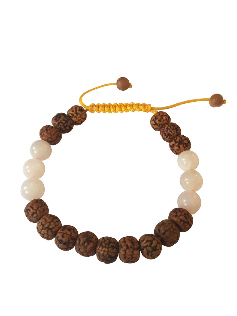 Hands Of Tibet Tibetan Mala Rudraksha Wrist Mala/Bracelet for Meditation (Rose quartz) - Image 3
