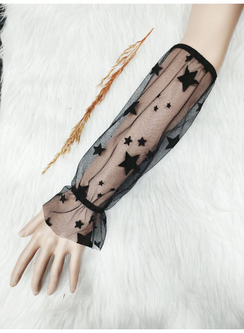 Women's Mesh Wrist Sleeves & Fingerless Gloves Set of 3 for Parties and Evening Wear - Image 3