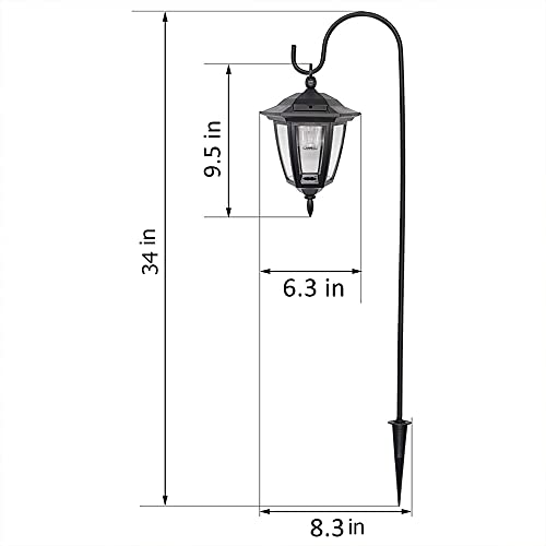 MAGGIFT 34 Inch Hanging Solar Lights, Decorative Garden Lanterns with 2 Shepherd Hooks, Solar Powered Coach Lights, Warm White LED Outdoor Lighting for Landscape, Yard, Pathway and Patio, 2 Pack - Image 3