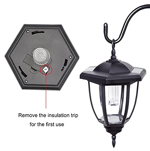 MAGGIFT 34 Inch Hanging Solar Lights, Decorative Garden Lanterns with 2 Shepherd Hooks, Solar Powered Coach Lights, Warm White LED Outdoor Lighting for Landscape, Yard, Pathway and Patio, 2 Pack - Image 4