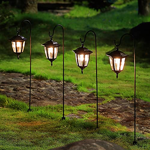 MAGGIFT 34 Inch Hanging Solar Lights, Decorative Garden Lanterns with 2 Shepherd Hooks, Solar Powered Coach Lights, Warm White LED Outdoor Lighting for Landscape, Yard, Pathway and Patio, 2 Pack - Image 5