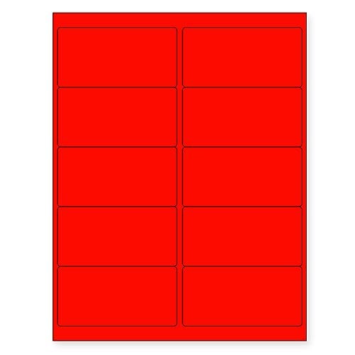 NextDayLabels 812 x 11 Neon Color High Light Fluorescent Labels for Laser Inkjet Printer RED Fluorescent 4 x 2 10 Per Page 1000 Labels