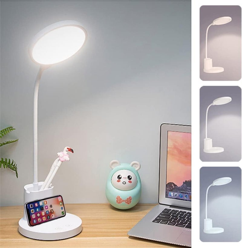 CONSILA EyeCaring Clip on Lights 3 Modes Night Bed Lamp Long Flexible GooseNeckMetal Swing Arm Architect Task Black LED Desk lamp with Clamp Round Study Lamp with Pen Holder - Image 4