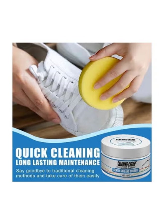 Meetion 1-Box 100g White Shoes Cleaning Cream with Sponge,Shoes Whitening Remove Stain Cleaner,Anti-Dirty Sneaker Cleaning Tool - Image 5