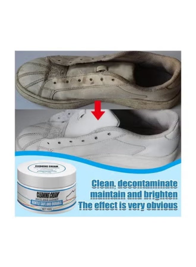 Meetion 1-Box 100g White Shoes Cleaning Cream with Sponge,Shoes Whitening Remove Stain Cleaner,Anti-Dirty Sneaker Cleaning Tool - Image 2