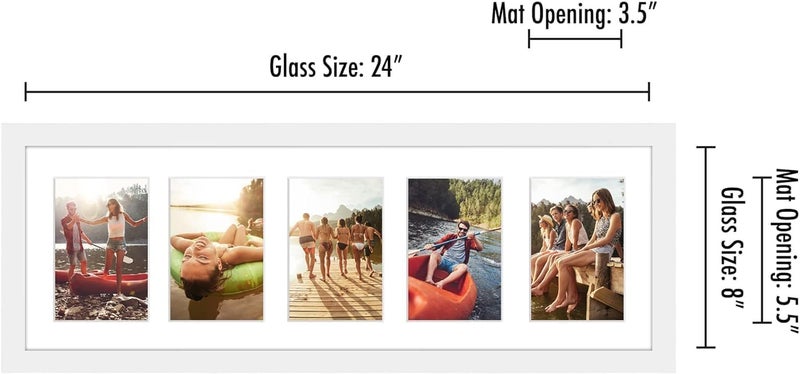Americanflat 4x6 Collage Picture Frame with ShatterResistant Glass  Fits Five 4x6 Photos or Use as One 8x24 Picture Frame  Signature Collection  Collage Frames for Wall Display  White - Image 3
