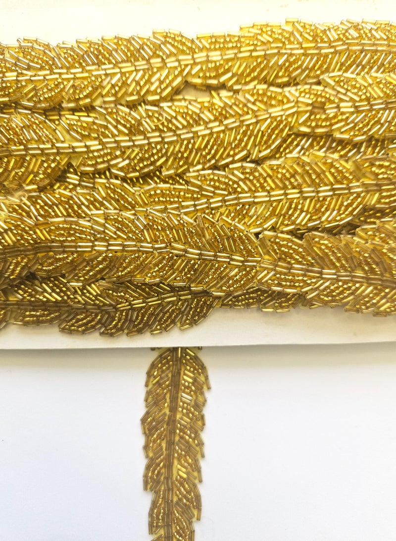 Gold Feathers, 7 yards, Sewing Lace Trim - Image 1