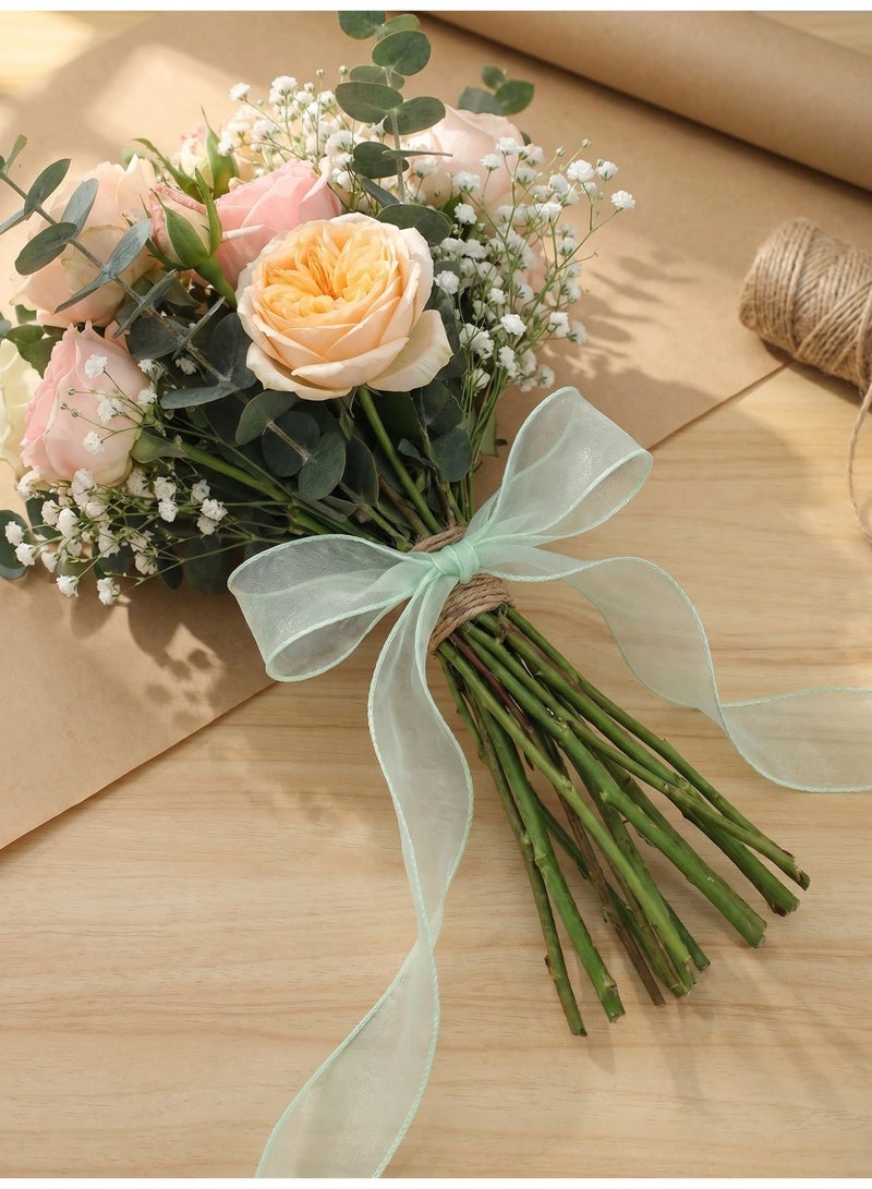 YUEHUO 6 Rolls Organza Ribbon Set with Pearl Wavy Edge, 4cm × 10Y Each, Sheer Gift Wrapping Ribbon for Flower Bouquets, Wedding Decor and DIY Crafts - Image 3