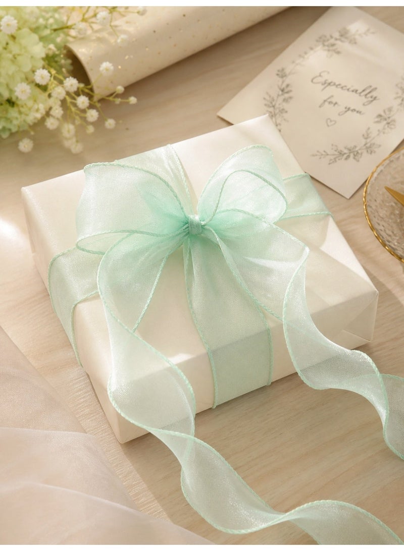 YUEHUO 6 Rolls Organza Ribbon Set with Pearl Wavy Edge, 4cm × 10Y Each, Sheer Gift Wrapping Ribbon for Flower Bouquets, Wedding Decor and DIY Crafts - Image 5