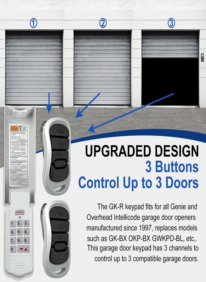 GIOATY for Genie Garage Door Opener keypad & Remote Replacement, for All Genie/Overhead/Intellicode/DIP Switch Garage Door Openers, Wireless Keypad Keyless Entry, for Model GK-R/OKP-BX etc. Safe&SecureAccess - Image 2