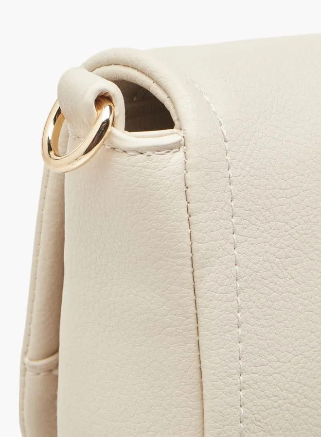 MISSY Women Logo Embossed Crossbody Bag with Detachable Strap and Flap Closure