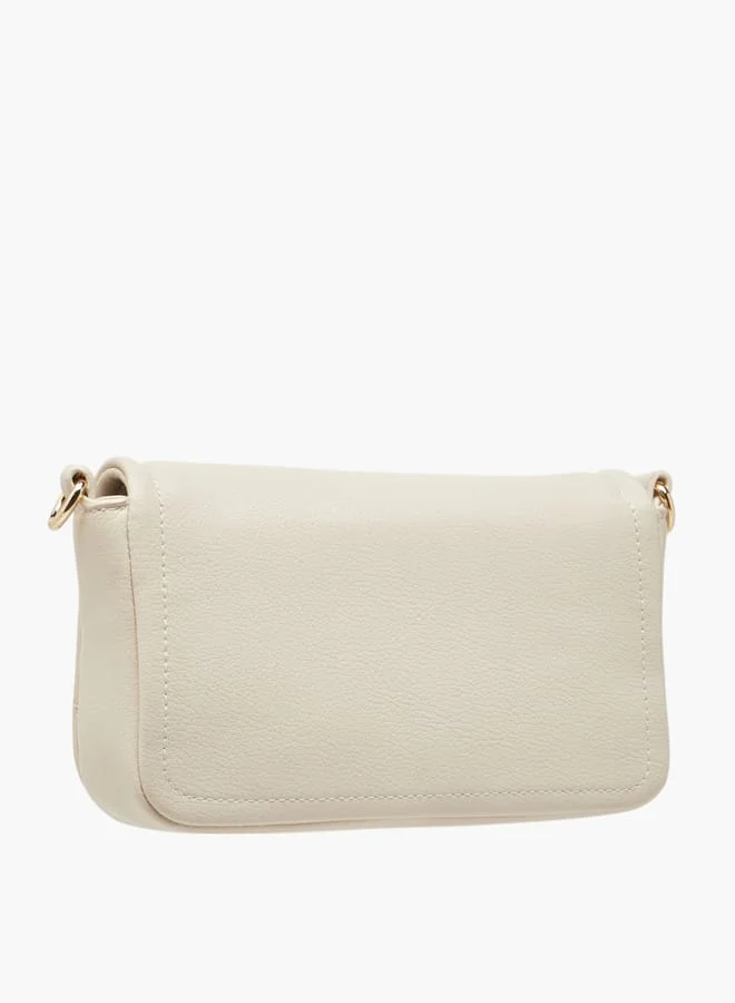 MISSY Women Logo Embossed Crossbody Bag with Detachable Strap and Flap Closure