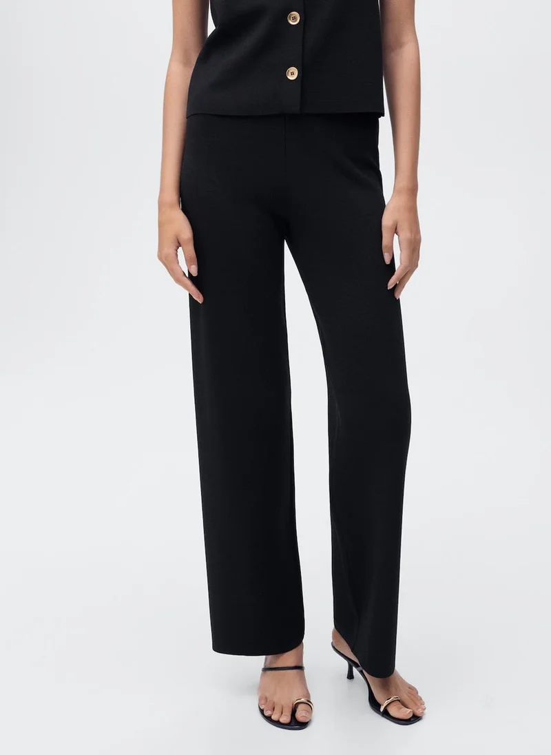مانجو Knitted trousers with elastic waistband