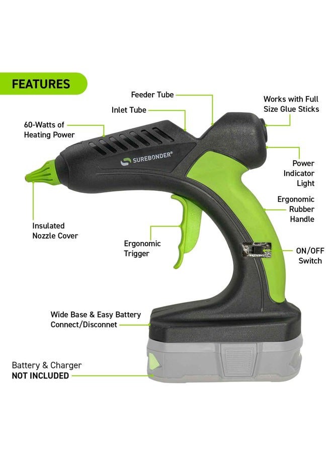 Surebonder PRO2-60 60 Watt 18 Volt Cordless Professional Heavy Duty Full Size Hot Glue Gun - Battery NOT Included - Image 4
