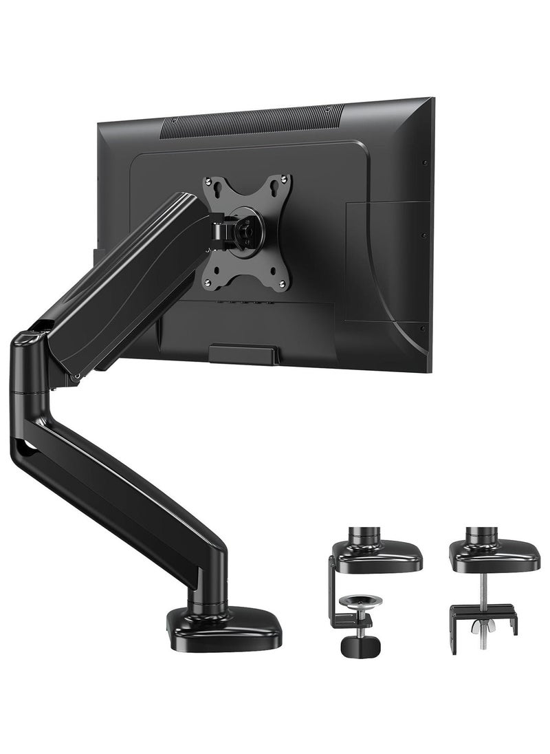 JAJEEK Single Monitor Arm for 13-32 Inch Monitors, Gas Spring Arm with 360° Rotation, VESA 75x75/100x100mm, C-Clamp & Grommet Base, Adjustable Stand for Monitors up to 8KG – Ergonomic Desk Mount for Home & Office Use - Image 1