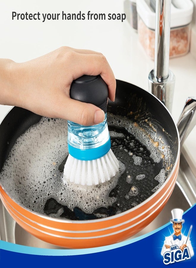 Mr Siga MR.SIGA Soap Dispensing Palm Brush, Kitchen Brush for Dish Pot Pan Sink Cleaning, Pack of 1, Navy/Blue - Image 5