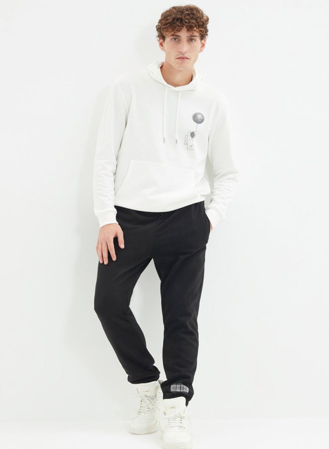 trendyol Black Regular/Normal Cut Rubber Leg Warm Anti-Pilling Fleece Sweatpants - Image 2
