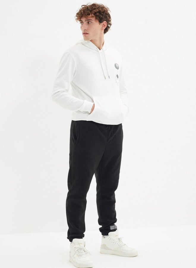 trendyol Black Regular/Normal Cut Rubber Leg Warm Anti-Pilling Fleece Sweatpants - Image 3