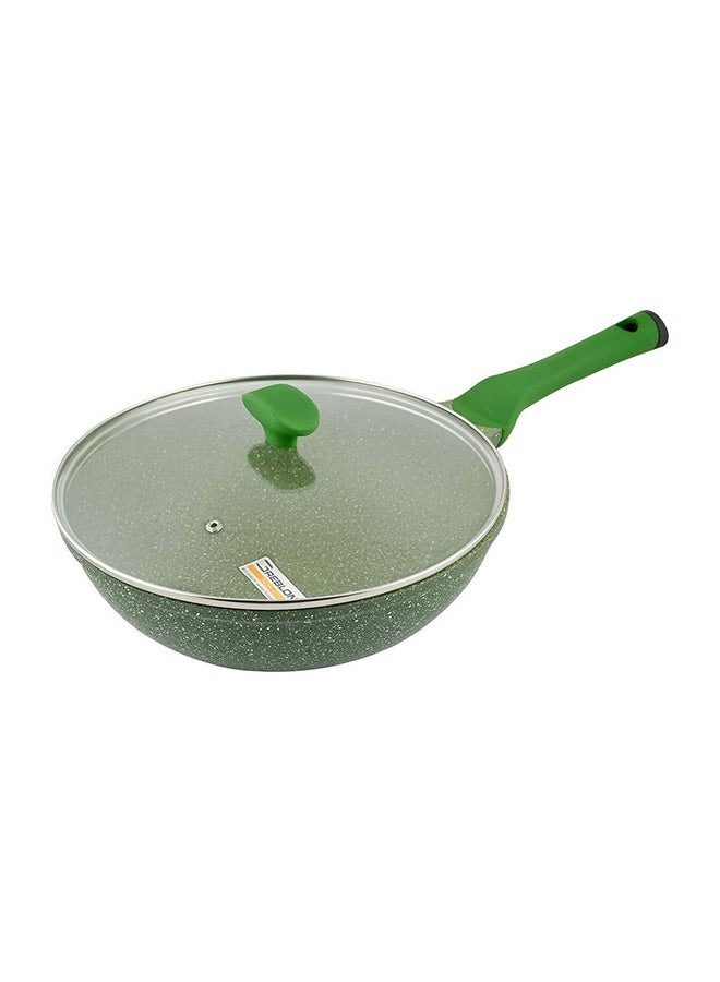 Prestige Granite Non-Stick Aluminium Wok Pan With Lid Green - Image 2