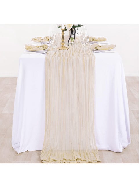 Translucent Table Runner Chessian Tablecloth for Wedding Reception Bridal Shower Party Decoration Table Centerpiece 90*300CM
