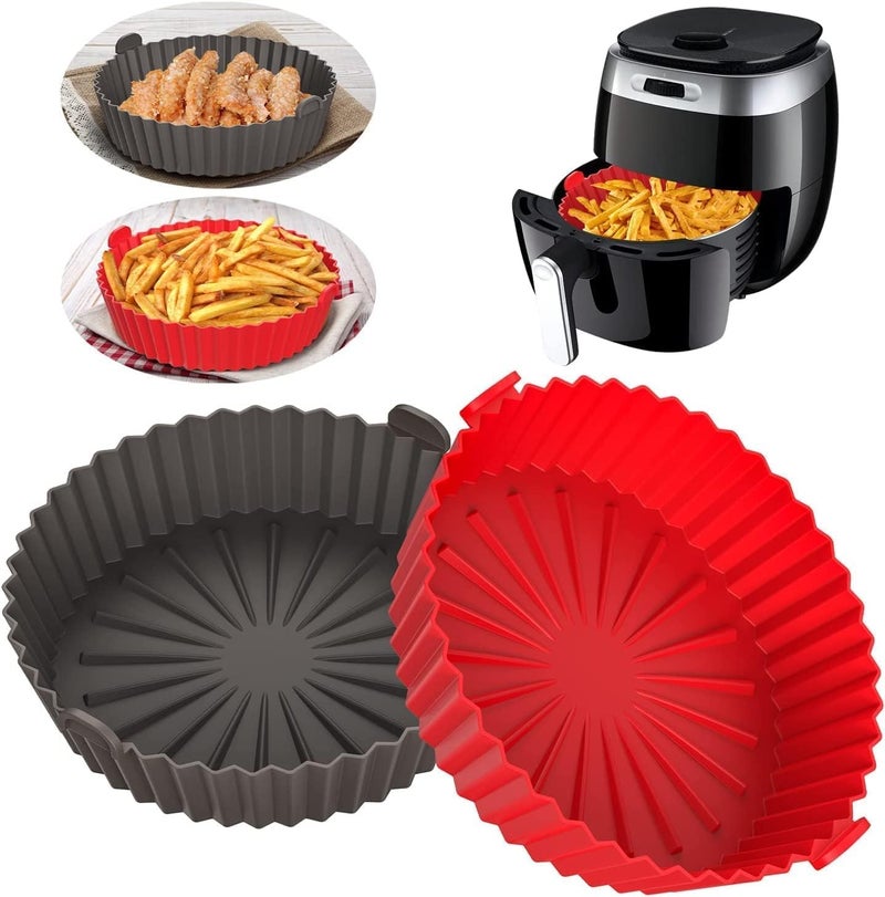 Luxoper 6Pcs Nonstick Baking Tray for Air Fryer Silicone Air Fryer Tray Reusable Heat Resistant Round Silicone Basket Microwave Dish Food Grade Oven Insert - Image 1