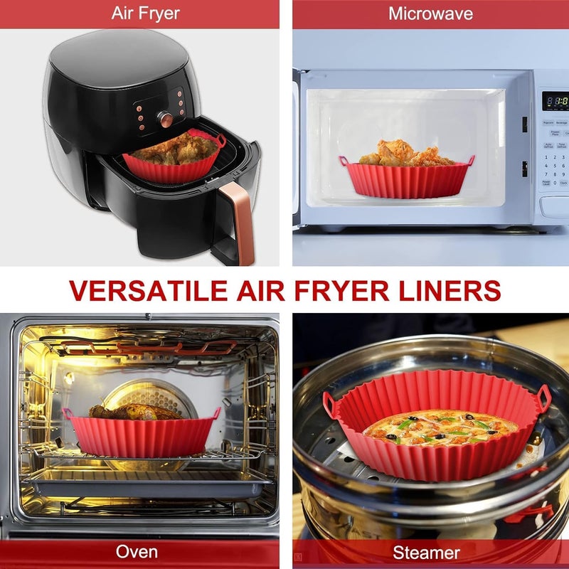 Luxoper 6Pcs Nonstick Baking Tray for Air Fryer Silicone Air Fryer Tray Reusable Heat Resistant Round Silicone Basket Microwave Dish Food Grade Oven Insert - Image 2