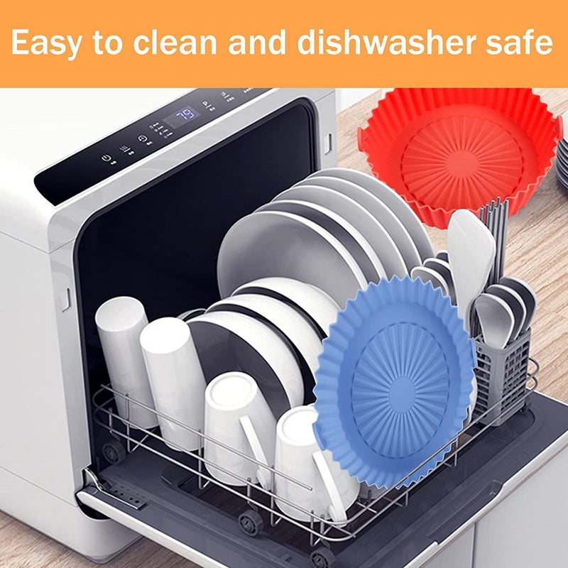 Luxoper 6Pcs Nonstick Baking Tray for Air Fryer Silicone Air Fryer Tray Reusable Heat Resistant Round Silicone Basket Microwave Dish Food Grade Oven Insert - Image 4