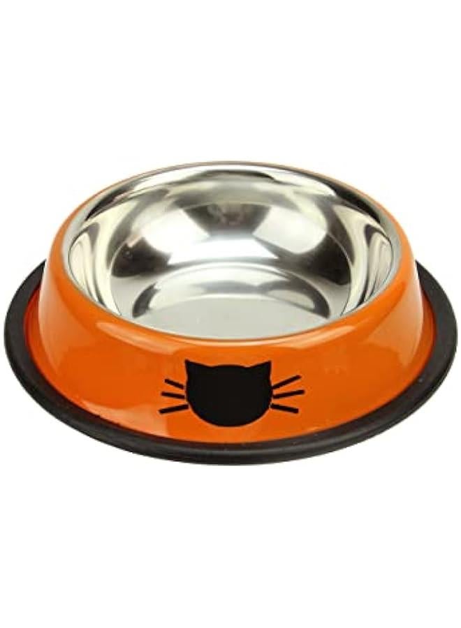 Stainless Steel Non-Slip Pet Bowl for Food and Water (Orange) - Image 1