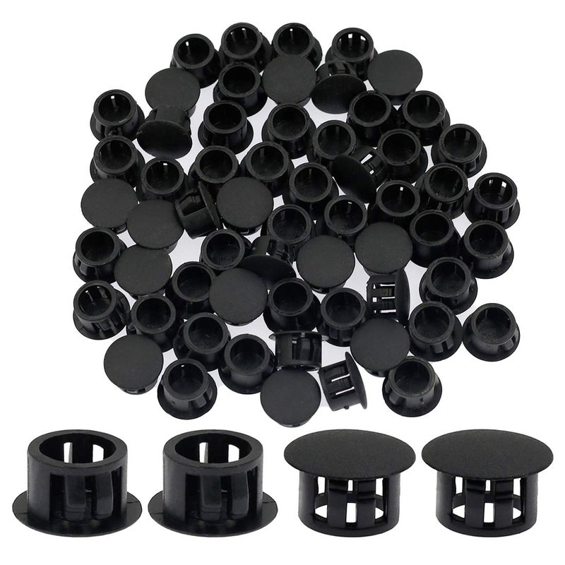 Suiwotin 60PCS 13mm 12 Black Hole Plugs Plastic Flush Type Hole Plugs Snap in Locking Hole Tube Furniture Fencing Post Pipe Insert End Caps Black