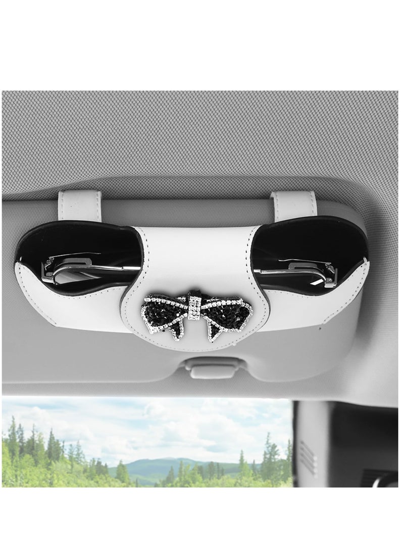 Excefore Sunglass Holder for Car Visor, Sunglass Clip for Car Visor, Eyeglasses Holder for Car Visor, Car Interior Accessories Apply to All Car, Car Accessories for Women, White and Black Bow-Knot - Image 2