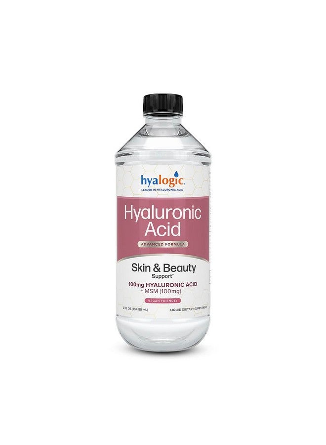 Hyalogic Liquid Hyaluronic Acid Supplement - Ingestible Skin Support with 100mg HA and 100mg MSM - Natural Hydration for The Face, Eyes and Lips - High Molecular Weight Formula - 12 oz - Image 1
