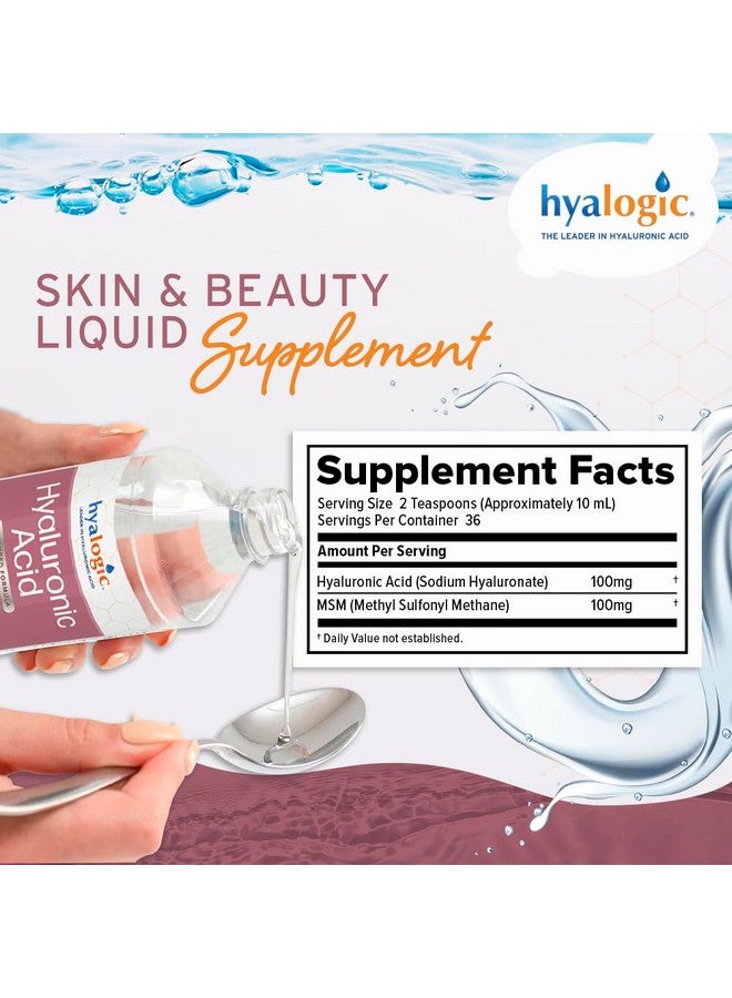 Hyalogic Liquid Hyaluronic Acid Supplement - Ingestible Skin Support with 100mg HA and 100mg MSM - Natural Hydration for The Face, Eyes and Lips - High Molecular Weight Formula - 12 oz - Image 2