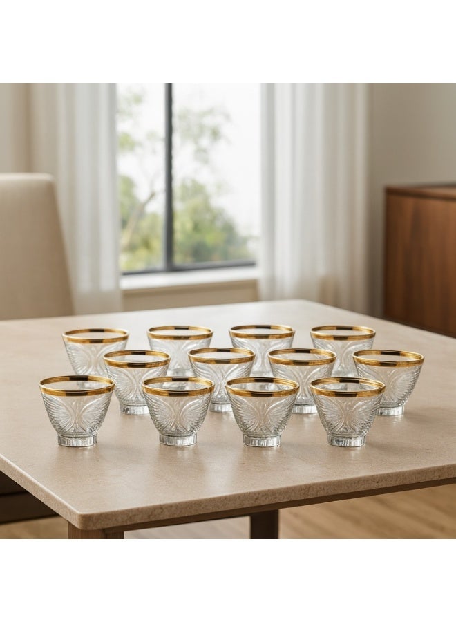 Dania A set of 12 pieces of Saudi glass coffee cups with a golden line - Image 1