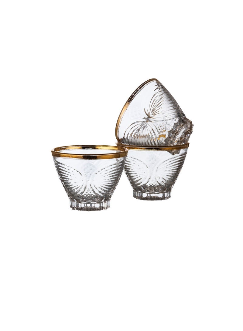 Dania A set of 12 pieces of Saudi glass coffee cups with a golden line - Image 3