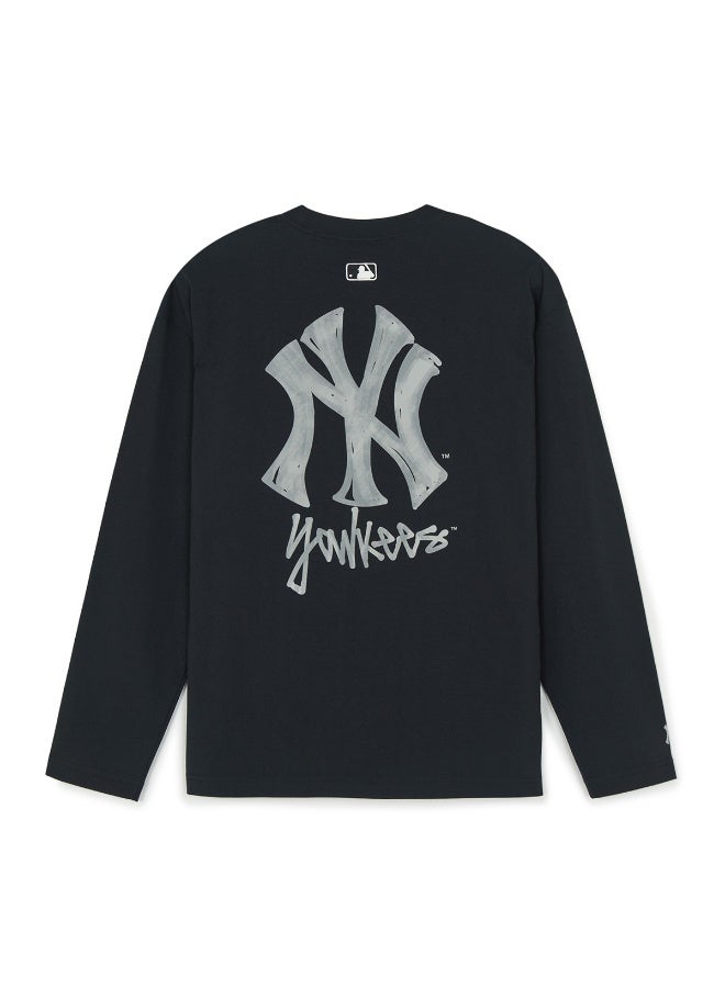 MLB Unisex NY Embroidered Logo Black Oversized Long Sleeve T‑Shirt-L - Image 4