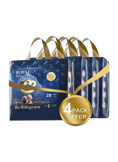 Babycare Babycare - Royal Baby Diaper Pants, Size 6 (15–25 Kg), Super Mega Pack of 4 (112 Pieces), BPA-Free, Non-Toxic, Leak-Proof, Ultra-Absorbent, Stretchy Waistband, Pull-Up Style, Soft and Breathable, Hypoallergenic, Comfortable Fit, Gentle on Skin, Ideal for Active Toddlers, Easy to Wear, Long-Lasting Protection  - Image 1
