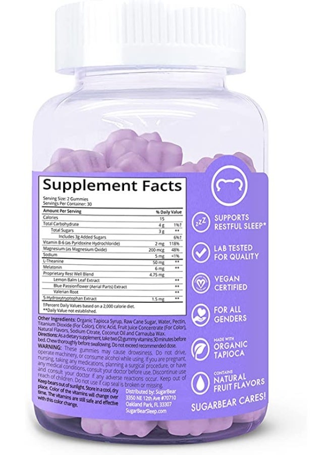 SugarBear Vitamins SugarBear Sleep Vitamins 60 Vegan Gummies - Image 2