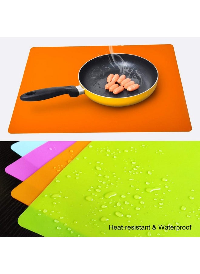 KindGa - Placemats For Kids Silicone Placemat For Dining Kitchen Table Waterproof Dining Mat For Kids Baby Toddler Reusable Easy To Clean (5 Pack) Multicolor - Image 1