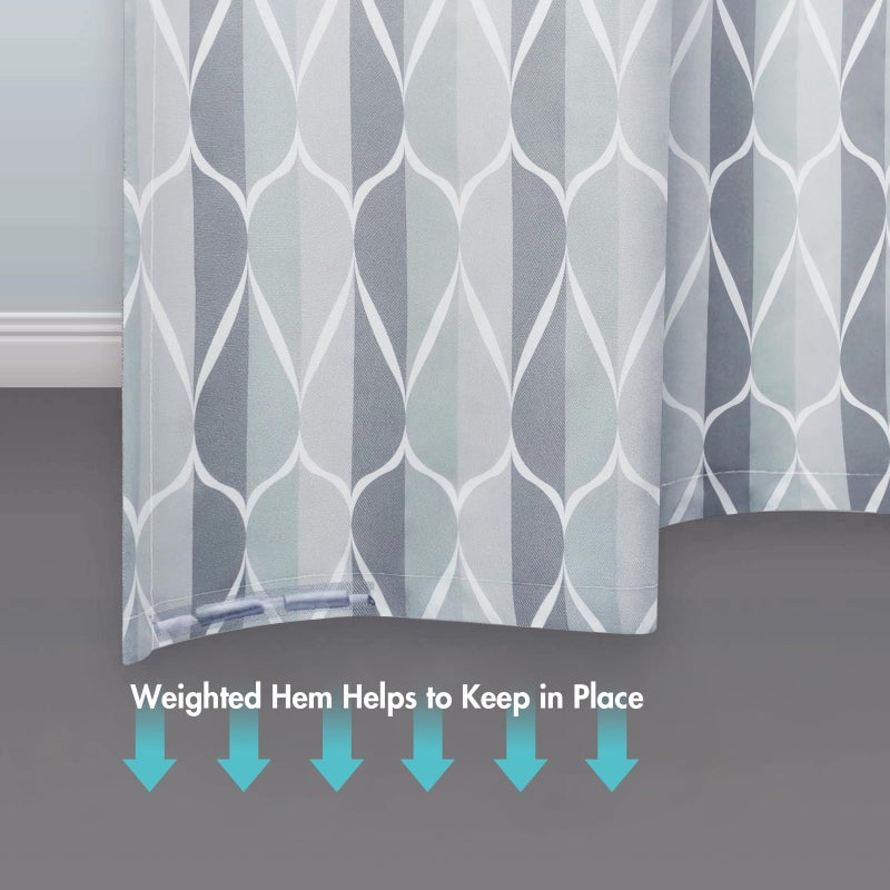 Gelbchu Grey Geometric Shower Curtain W 84 x H 72 Waterproof Design and Polyester Quick-Drying  Weighted Hem  Extra Wide Size Shower Curtains Set for Bathroom Machine Washable with 14 Hooks - Image 4
