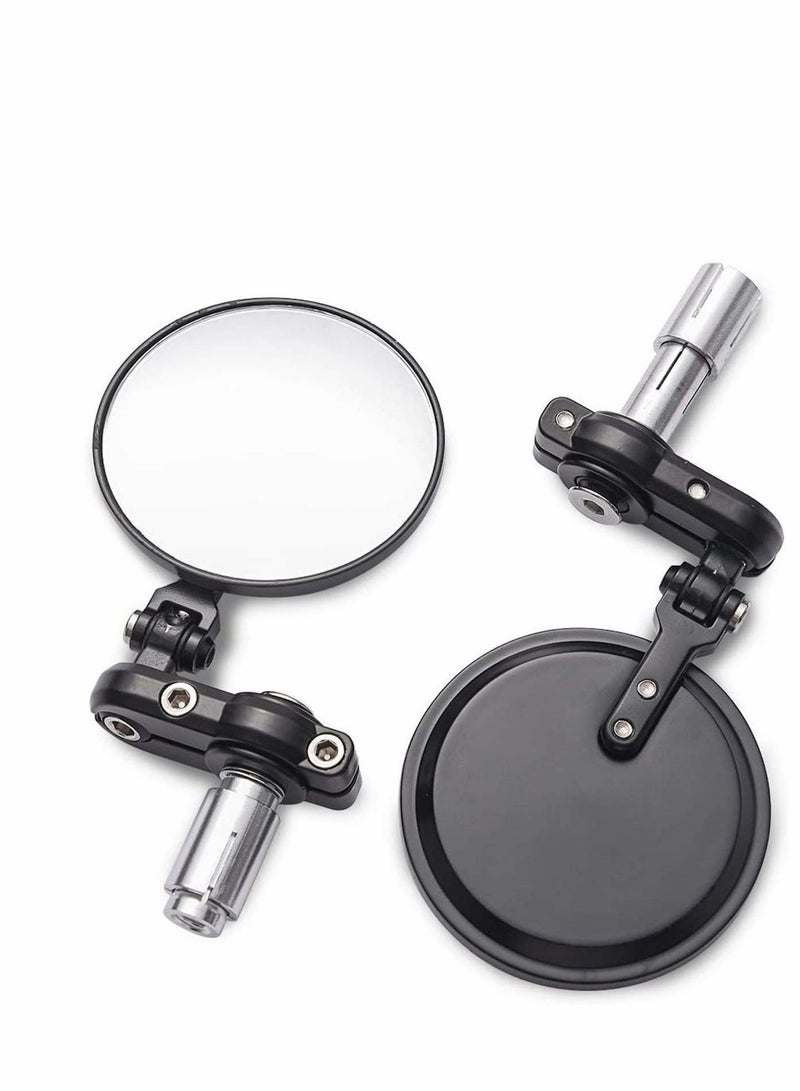 Y&D 2 Pcs 7/8" 22mm Motorcycle Handlebar Bar End Mirror 3 Inch Round Rear View Side for Scooter Chopper Cruiser (Black)  - Image 1