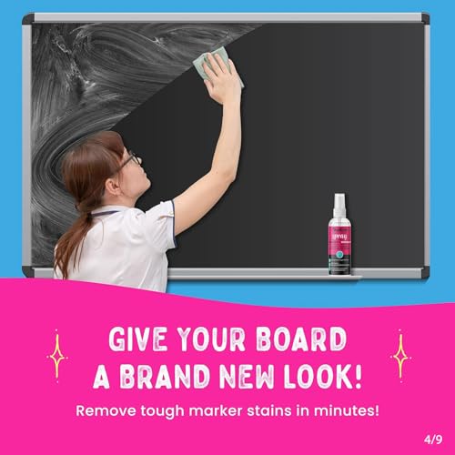 Chalkola Natural Chalkboard Cleaner Spray & Eraser Kit for Liquid Chalk Markers - Suitable for Whiteboard, Blackboard and Dry Erase Boards - Comes with White Chalk Pen - Image 4