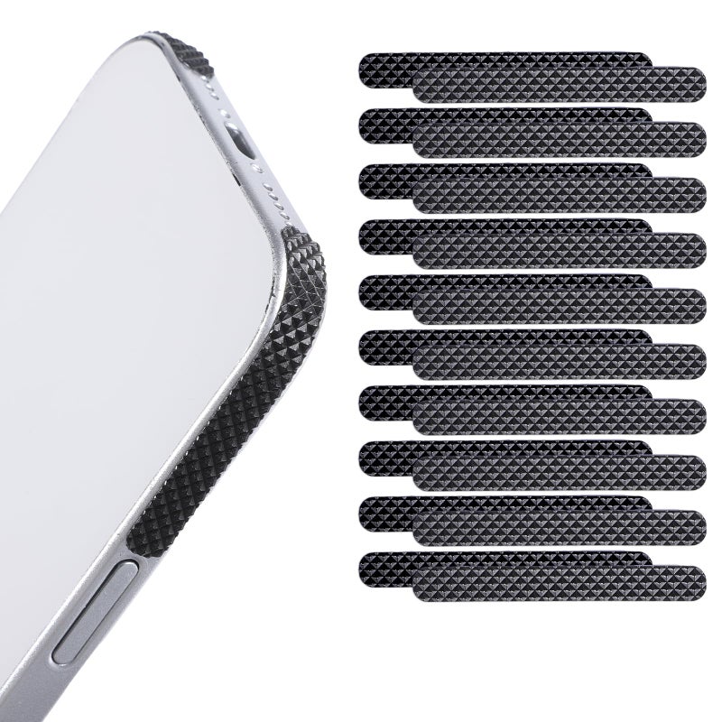 Ajcotahm 20 PCS Cell Phone Grip Tape, Black Non Slip Side Sticker Adhesive Grippy Bumper Frame Rubber Stickers for Phone Case Tablet Computer - Image 1