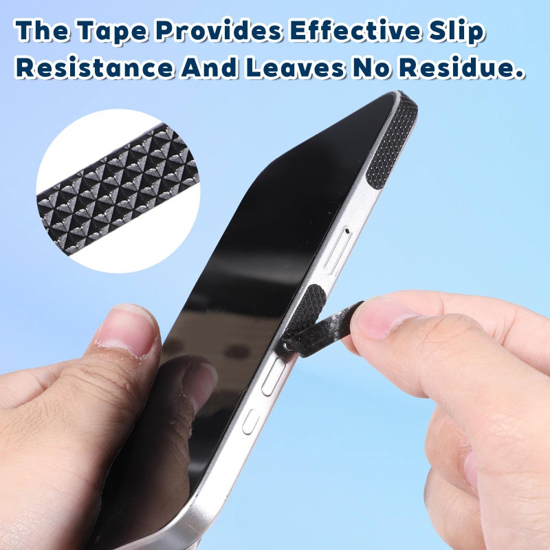 Ajcotahm 20 PCS Cell Phone Grip Tape, Black Non Slip Side Sticker Adhesive Grippy Bumper Frame Rubber Stickers for Phone Case Tablet Computer - Image 4