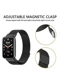 O Ozone Milanese Loop Strap for Mi Band 7 Pro Stainless Steel Replacement Strap Mesh Metal Watch Bands Magnetic Adjustable Smart Wristbands Strap for Xiaomi Mi Band 7 Pro Men Women Black  - Image 3