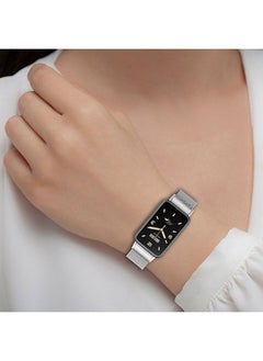 O Ozone Milanese Loop Strap for Mi Band 7 Pro Stainless Steel Replacement Strap Mesh Metal Watch Bands Magnetic Adjustable Smart Wristbands Strap for Xiaomi Mi Band 7 Pro Men Women Black  - Image 4