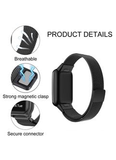 O Ozone Milanese Loop Strap for Mi Band 7 Pro Stainless Steel Replacement Strap Mesh Metal Watch Bands Magnetic Adjustable Smart Wristbands Strap for Xiaomi Mi Band 7 Pro Men Women Black  - Image 2