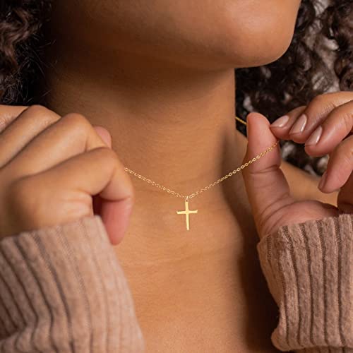 Moodear Cross Necklace for Women - Dainty 14K Gold Plated Cross Pendant Simple Necklaces Fashion - Image 3